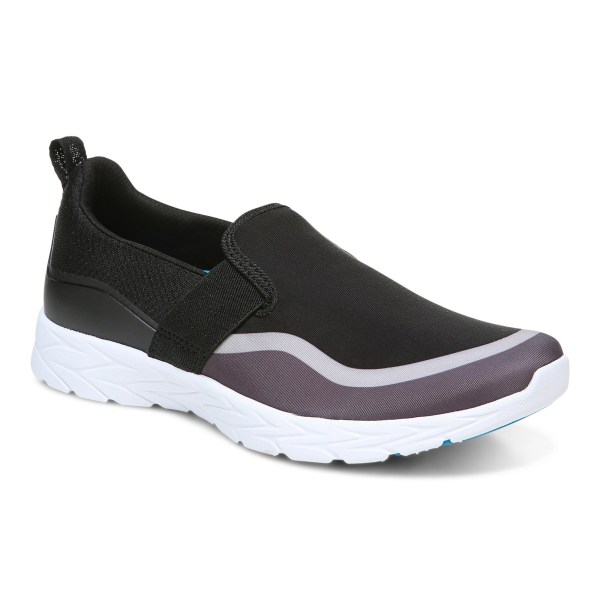 Vionic Trainers Ireland - Nalia Slip on Sneaker Black Grey - Womens Shoes Discount | DAPIM-8105